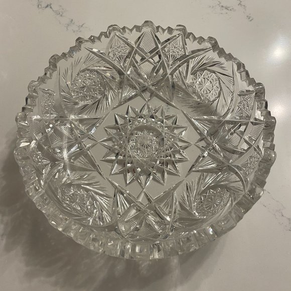 Antique American Brilliant Deep Cut ABP Glass Crystal Sawtooth Edge Hobstar - Picture 6 of 6